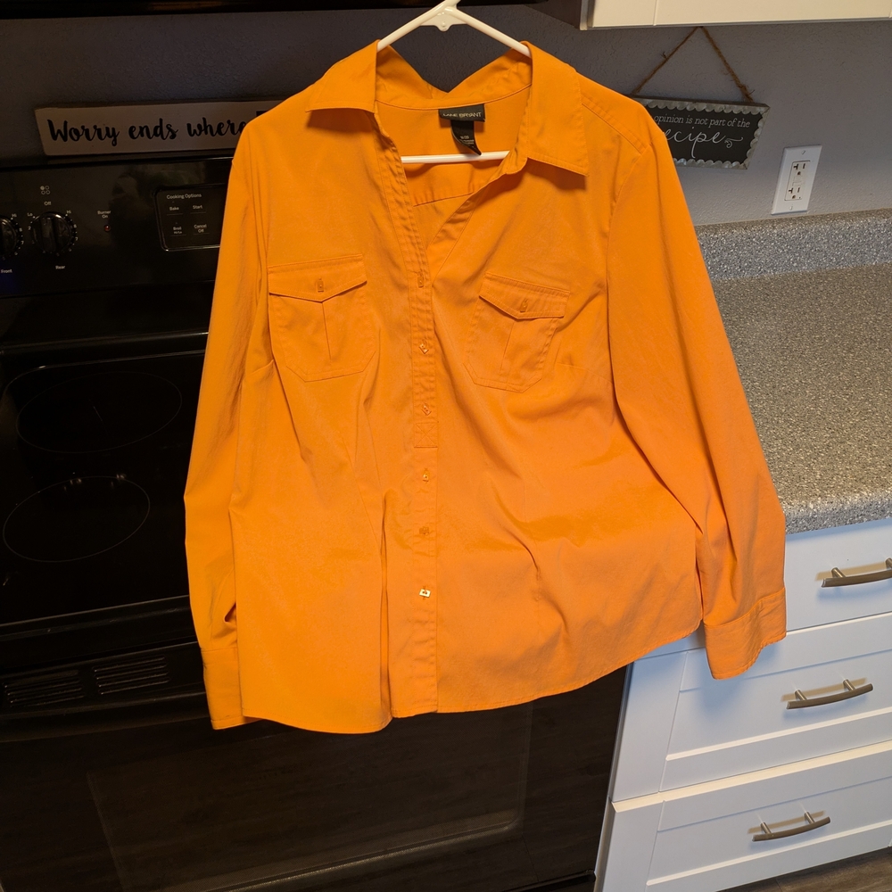 Lane Bryant Vibrant Orange Casual Button-Down Shirt